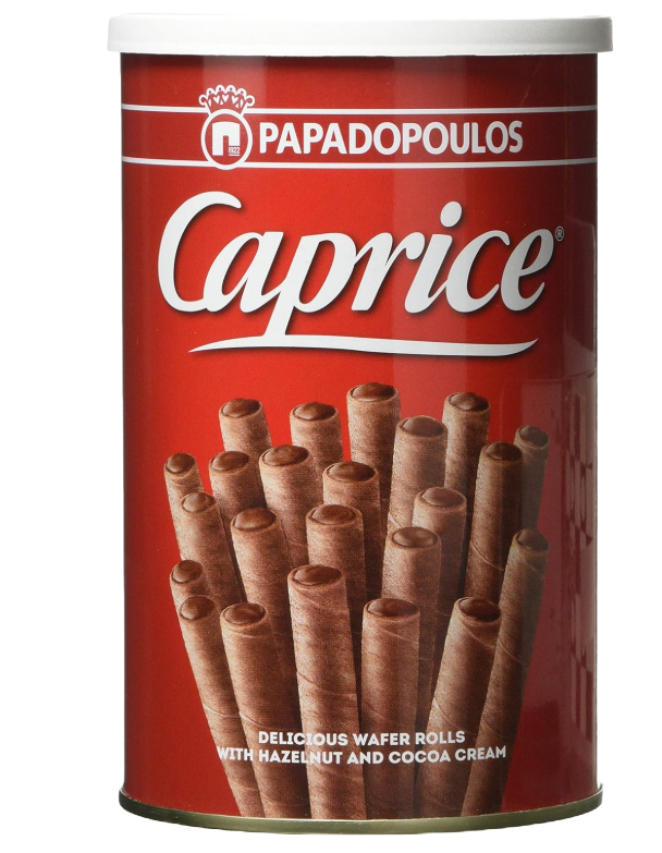 Papadopoulos Caprice Hazelnuts and Cocoa Cream Wafer Rolls 250g
