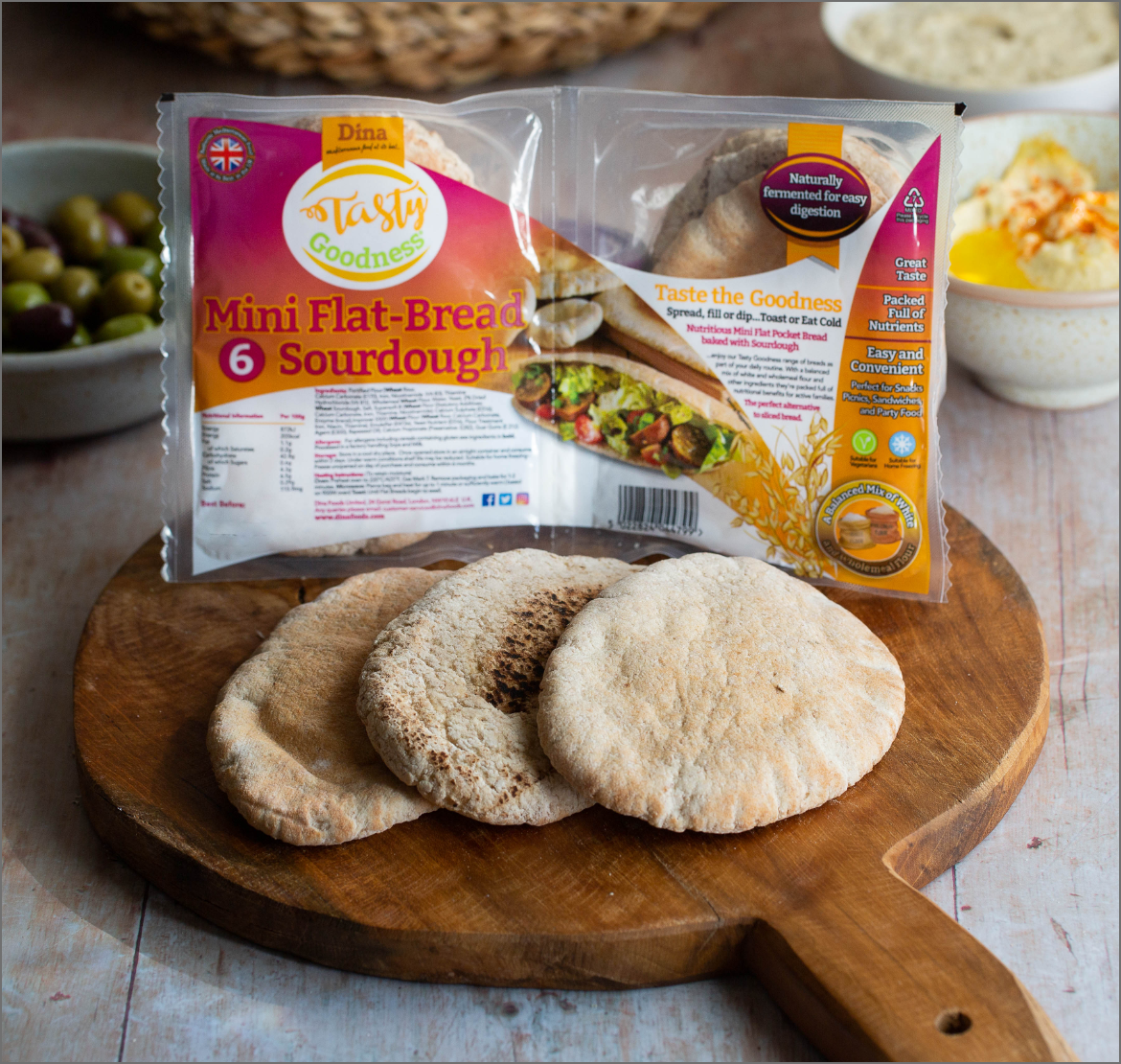 Dina sourdough goodness mini pitta 6pcs