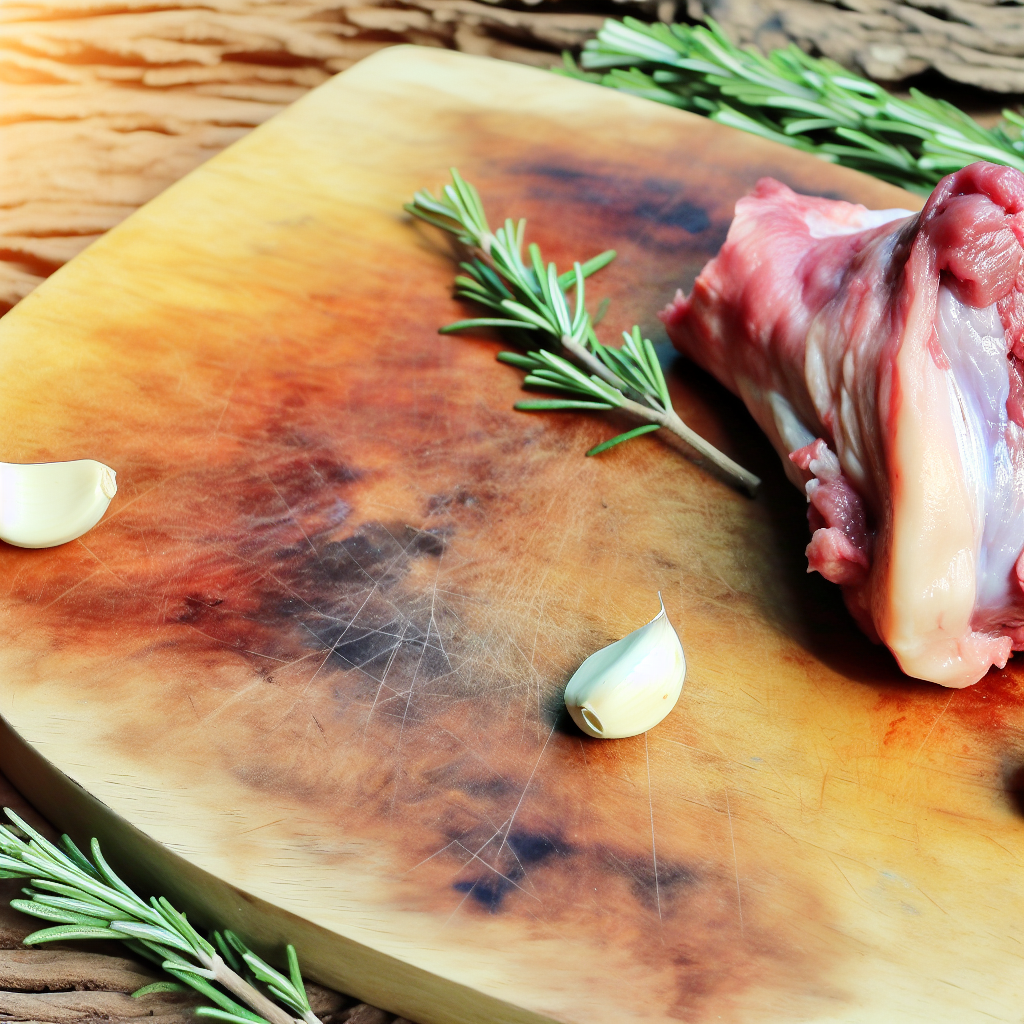 Halal mutton cut on a wooden board