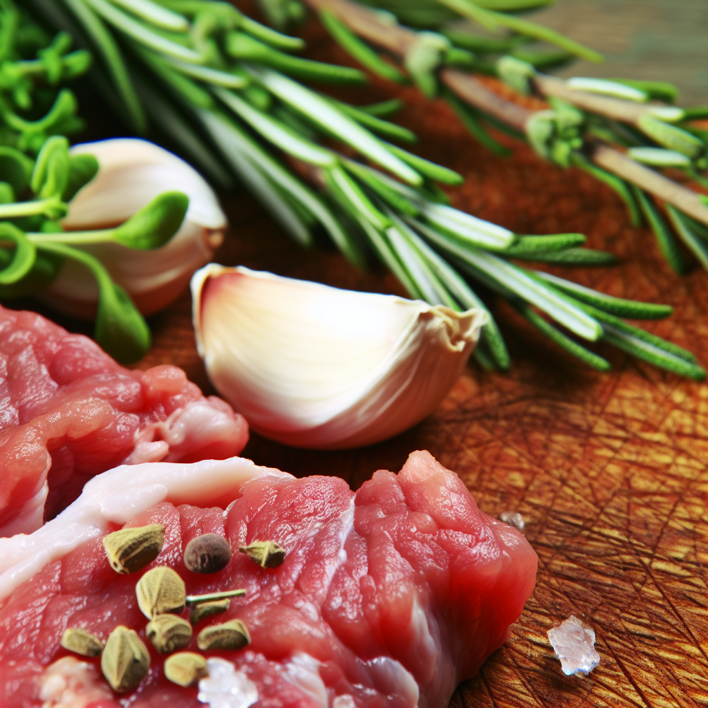 Halal veal cuts on a cutting board
