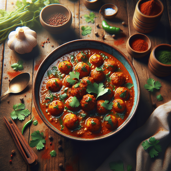 A bowl of richly spiced Colcasia curry garnished with fresh coriander