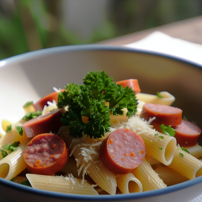 Spicy Halal Sausage Pasta