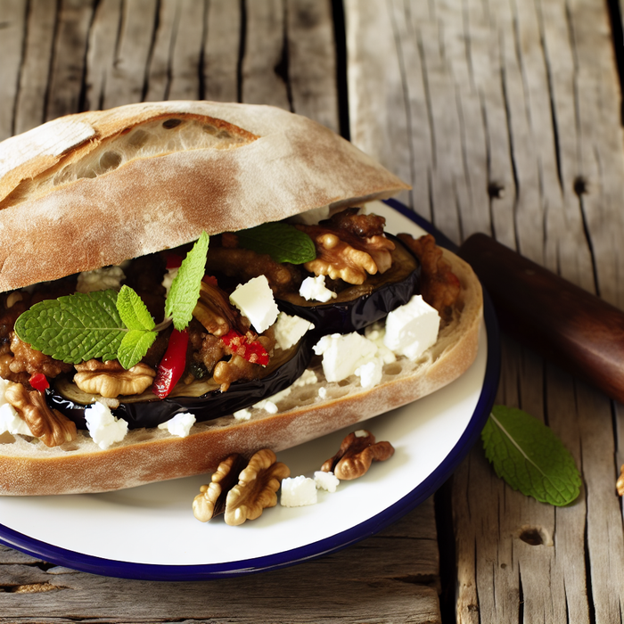 Makdous and Feta Cheese Sandwich