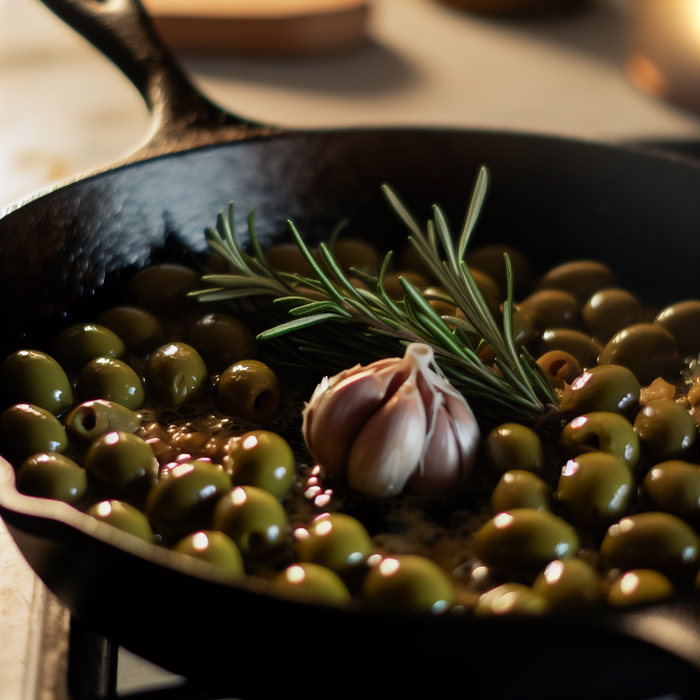 Sautéed Green Olives and Garlic