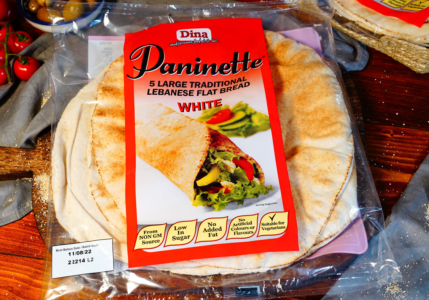 Dina White Flat Bread Large Traditional Lebanese 5pcs