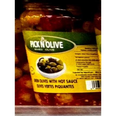 Pick n olive green olives with hot sauce 500g