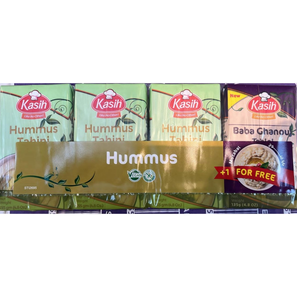 Al Kasih 4 pcs (3 Hummus 1 Baba ghanouj)