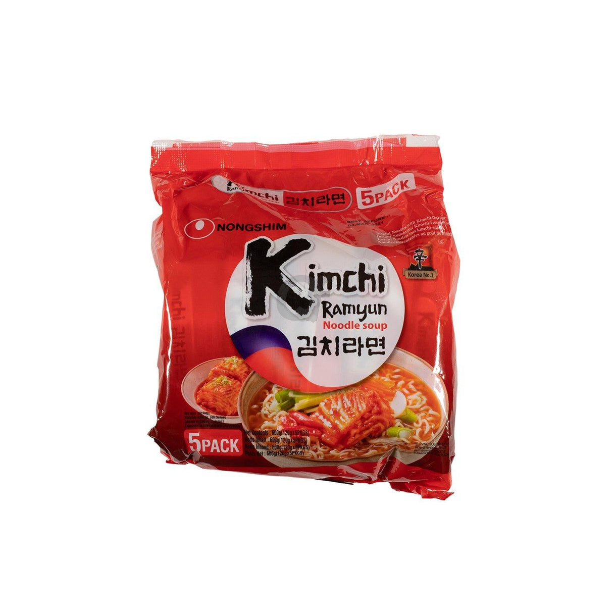 Nongshim Kimchi Ramyun Noodle Soup (5 Pack) 600g