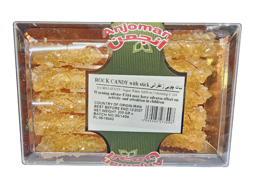 Anjoman Saffron Rock Candy with Stick 200g