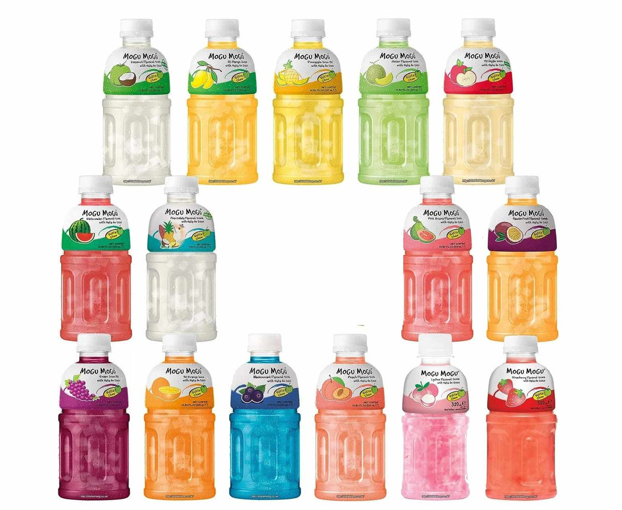 Mogu Mogu Assorted Fruit Juice with Nata De Coco 320mL (24 Bottles) | Mixed Flavours