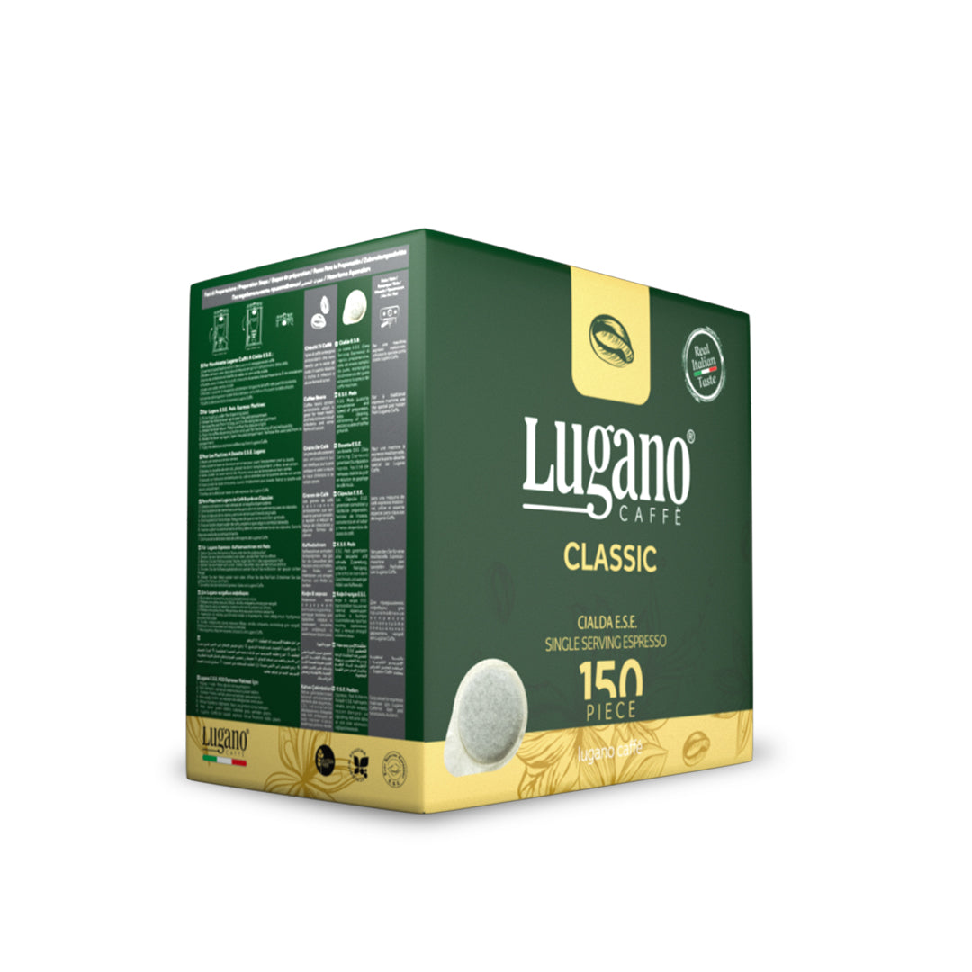 LUGANO ESE Espresso Pods - Biodegradable Espresso Pods - Italian Coffee Pods - 150 count - Classic