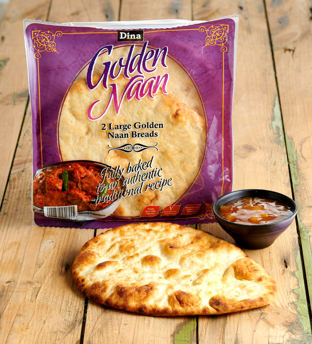 Bread: Dina Golden Plain Naan Flatbread 2pcs