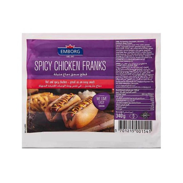 Offer Emborg Spicy Chicken Franks 340g X 2 Packs