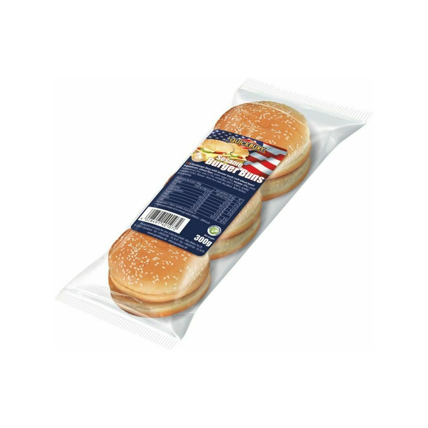 Quickbury Sesame Burger Buns 300G