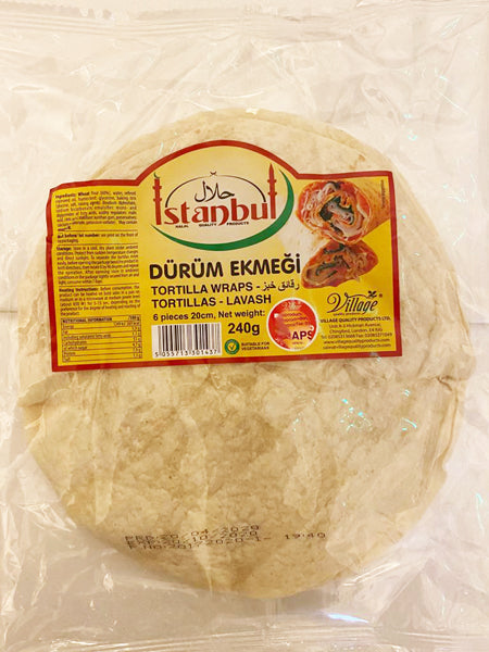 Bread: Istanbul Tortilla wraps halal Flatbread 240G