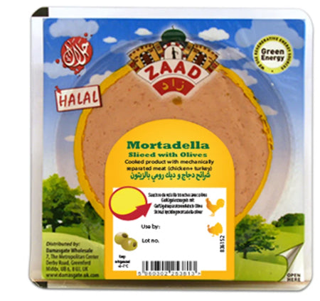 Zaad Mortadella Sliced With Olives 200g