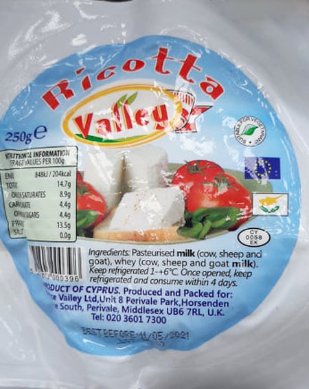 Valley Ricotta Cheese 250G