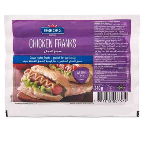 Offer Emborg Chicken Franks 340G X 2 Packs