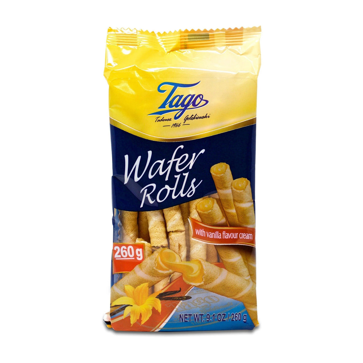 Tago Wafer Rolls With Vanilla Flavour Cream 260G