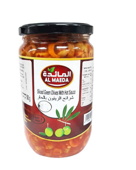 Al Maeda Sliced Green Olives With Hot Sauce 675G