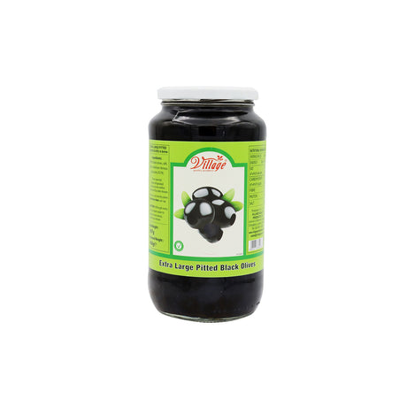 Village Extra Large Pitted Black Olives 907g