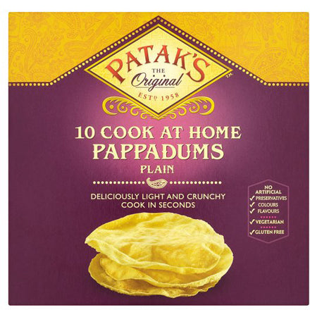 Bread: Pataks Pappadums ready to eat crispy flatbread 8P