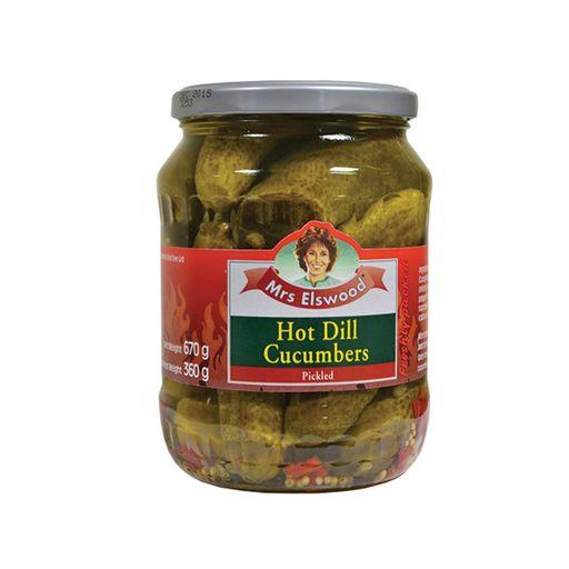 Mrs Elswood Pickled Hot Dill Cucumber 670g